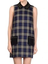 Juicy Couture Eton Tartan Plaid Studded Collar Wool Dress 0 picture
