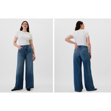 Gap High Rise Wide Leg Jeans Womens Size 10 30R Dark Wash NWT picture