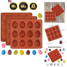 Easter Egg Chocolate Molds 3pcs Silicone Easter Candy Molds 12 Design Egg Can... picture