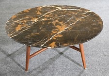 Hermès Paris Round Marble Coffee Table with Wood Base, 21st Century picture