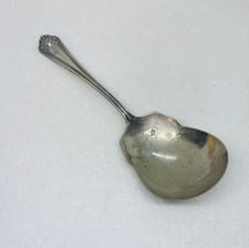 Antique 1940s Rogers & Son Silverplated Large Serving Spoon 9” Floral Handle 29 picture