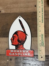 Vintage Style Mohawk Gasoline Gas Enamel Advertising Porcelain  Sign picture