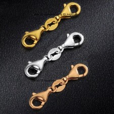 Pure Au750 18K Gold Double Lobster Clasp Connector Extender Bracelet Necklace picture