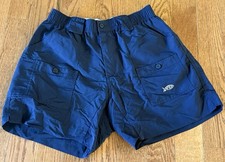 Aftco Mens Size 32 Nylon Cargo Fishing Shorts Navy Blue 6” Inseam Quick Dry picture