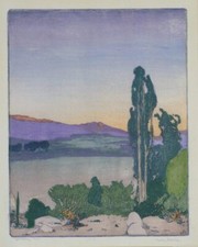Ojai Valley Frank Morley Fletcher Arts and Crafts Color Woodcut California 1910s picture