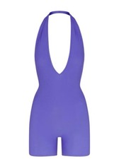 Skims Soft Lounge Plunge Halter Bodysuit - NEW - Tanzanite Blue - XL picture