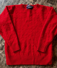 VTG Ralph Lauren Collection 100% Cashmere Red Cable Knit Sweater Women's M picture