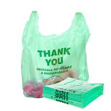 Biodegradable Thank You T-Shirt Bags Green Shopping Bags Bulk Retail picture