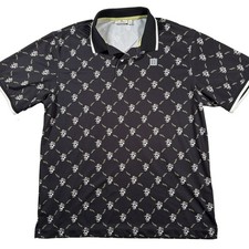 Devereux Golf Polo Skull All Over Print Men Size Large Lightning Performance picture