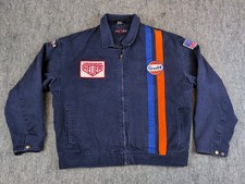 a2z Racer Racing Jacket Mens L Navy Blue Gulf  Zip picture