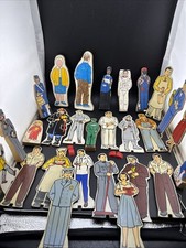 Vintage Laser Cut Cardboard People Of Professions Set Of 27 Lot 1 W/ 1 Stand📦 picture