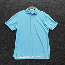 Peter Millar Polo Shirt Mens M Medium Blue Geometric Print Stretch Golf picture