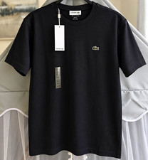 Lacoste Men's Black Slim Fit Cotton Crew Neck Short Sleeve Logo Tee L picture