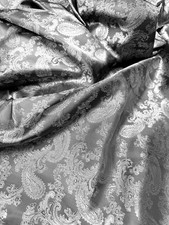 Gray Silver Cupro Bemberg Lining Paisley Jacquard Fabric Material 60