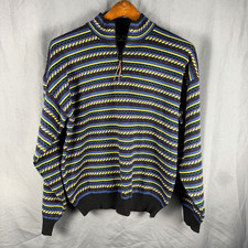 Vintage Demetre Striped 1/4 Zip Mens Large Wool Blend Preppy Ski Snowboard 8229 picture