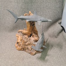 John Perry Hammerhead Shark Sculpture, Burlwood, Marked EUC picture