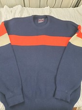 Vtg 80s Demetre Wool Sweater L Red Colorblock Ski Streetwear  picture