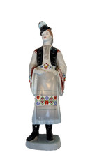 Vintage Hollohaza Hungary Hand Painted Folk Costume Woman Porcelain Figurine 12” picture