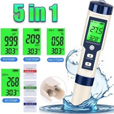 5 In 1 Digital Water Quality Tester Meter Tool PH/TDS/EC/Salinity/Temperature US picture
