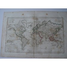 Antique map of the world. Mappe-Monde. De Vaugondy, Delamarche, 1804 picture