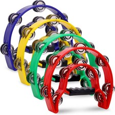 4 panderos media luna 10 pulgadas doble fila 20 sonajas multicolor adultos picture