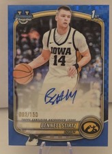2025-26 Bowman Chrome 1st Bennett Stirtz True Blue Auto # /150 CPA-BI Iowa / OKC picture