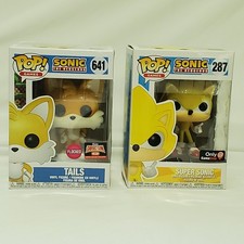 Funko Pop Sonic The Hedgehog Lot Super Sonic 287 GameStop Tails 641 Flocked  picture
