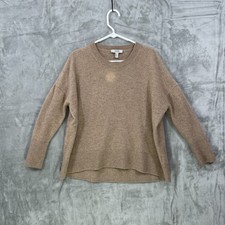 COS 100% Cashmere Sweater Size M Tan Brown Crew Neck  Boxy STAIN picture