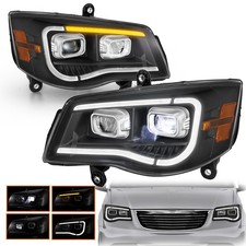 Pair LED Projecotor Headlights W/Sequential For 2008-2016 Chrysler Town&Country picture
