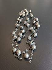 Vntg/Antq Mexican Wedding Lasso W/Open Hollow Filagree Silver/Copper Metal Beads picture