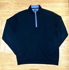 johnnie-O Men's Black Quarter Zip Mock Neck Pullover Sweatshirt, Size L picture