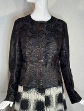 2013 MARNI BLACK Brocade Collarless Jacket SIZE IT46 US10, Spring Summer NWOT picture
