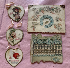 Three antique Victorian cards, one opens, the other needs new ribbon, Fragile picture
