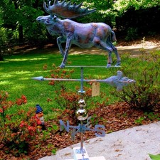 Large Handcrafted 3 Dimensional Moose Weathervane Copper Patina Finish picture