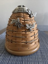 Longaberger 2010 Collectors Club Beehive Basket & 3 Pewter Bee Tie Ons picture