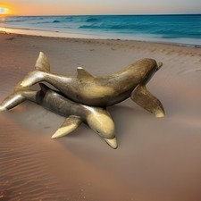 vintage hand-carved wood dolphin sculpture, picture