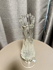Vintage Viking Glass Clear 12” Swung Vase Signed SM  picture