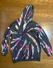 No Boundaries Women's XL Black/Multicolor Tie-Dye Cotton Blend Pullover Hoodie picture
