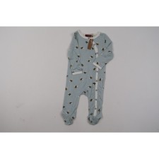 Milkbarn Footed Romper Honey Bee Blue Print 3-6 Months NWT picture
