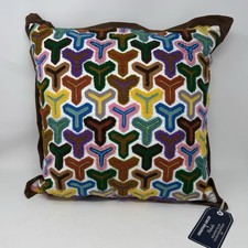 Jonathon Adler Geometric Embroidered Beaded Multicolor Pillow NWT picture