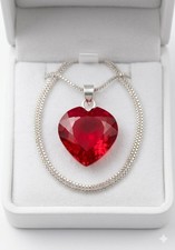 35 Ct Elegant Red Ruby Pendant Jewelry –With Chain Heart Cut Gemstone picture