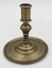 17TH CENTURY TURNED BRASS CANDLESTICK picture