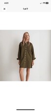 NewMadewell Wm's Mini Shirtdress in (Re)generative Chino in Loden Size M #588 picture