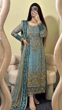 Indian Designer Faux Georgette Blue Salwar Kameez With Dupatta For Wedding Wear picture