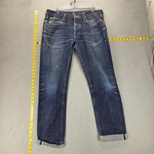 Lee Jeans Mens Blue Selvedge 101S Whiskers Honeycomb Button Fly Fits 34x32 picture