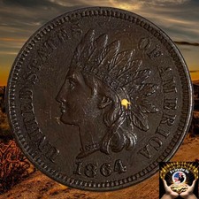 1864-L Indian Head Penny 1c AU Almost Uncirculated, Pulled From Storage 🔥 picture