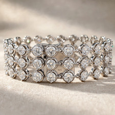 Silver Round-Cut Stone Three-Row Bracelet picture