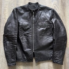 Vintage 1960s Harley Davidson Cafe Racer Black Leather Jacket Talon Zipper picture