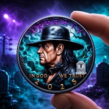 The Undertaker High Relief Colorized JFK Clad Half Dollar WWE Collectible picture