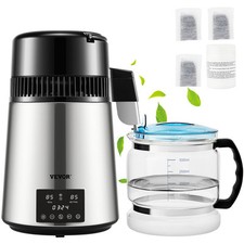 VEVOR 4L Water Distiller Distilled Water Maker 1 L/H w/ Timing Dual-Temp Silver picture